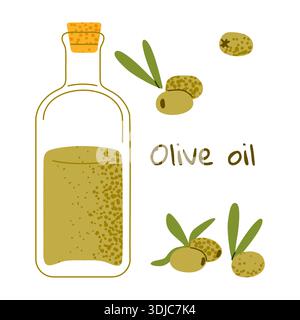 Ingrediente dell'insalata primaverile dell'olio d'oliva Illustrazione Vettoriale