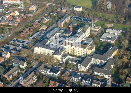 Luftbild, Helios St. Anna Klinik Duisburg, Malteser Hospizzentrum St. Raphael, Malteserstift St.Hedwig Duisburg, Huckingen, Duisburg, Ruhrgebiet, Nordrhein-Westfalen, Deutschland ACHTUNGxMINDESTHONORARx60xEURO *** Vista aerea, Helios St Anna Klinik Duisburg, Malteser Hospizzentrum St Raphael, Malteserstift St Hedwig Duisburg, Huckingen, Duisburg, zona della Ruhr, Renania settentrionale-Vestfalia, Germania ACHTUNGxMINDESTHONORARx60xEURO Foto Stock