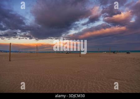 Spiaggia di Malvarrosa, Valencia, Comunità Valenciana, Spagna Foto Stock