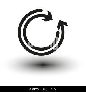 Icona freccia circolare. Simbolo del ciclo di rotazione. Aggiornare il vettore. Dettagli ombre morbide. EPS 10. Illustrazione Vettoriale