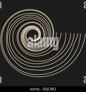 Guscio a spirale in oro. Vettore turbolenza Nautilus. Linea sottile dorata. Sfondo nero di lusso. EPS 10. Illustrazione Vettoriale
