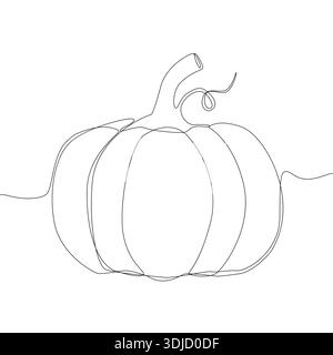Icona delle verdure di zucca. Disegno a linea continua. Il simbolo della stagione autunnale Vector. Illustrazione della celebrazione del raccolto. Illustrazione Vettoriale