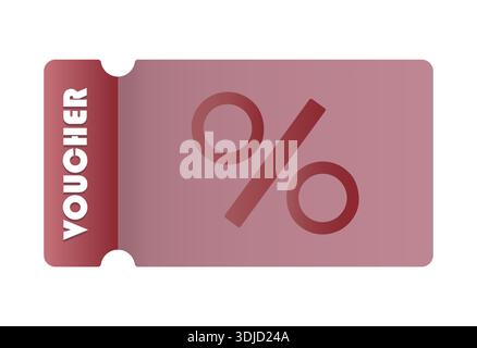 Illustrazione del buono sconto. Simbolo del voucher. Icona della percentuale di vendita. Design vettoriale. Illustrazione Vettoriale