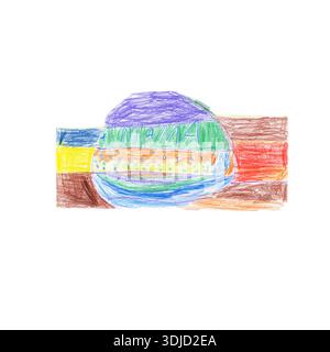 Una bandiera arcobaleno disegnata dalla mano di un bambino con la parola "mamma" scritta sopra. Foto Stock