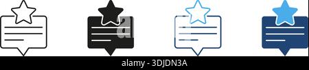 Linea a bolla e serie di icone continue per commenti di revisione a stelle. Feedback dei clienti, valutazione e descrizione e silhouette Symbol Collection. Utente Illustrazione Vettoriale
