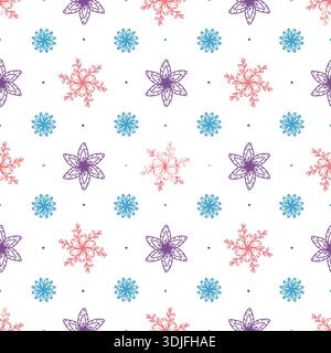 Contorni di fiori multicolore su sfondo bianco con motivo senza cuciture raster Foto Stock