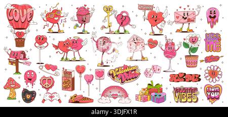 Cartoni animati hippie Valentine Love Character Illustrazione Vettoriale