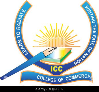 Logo College of Commerce Business & Finance Emblem didattico Illustrazione Vettoriale