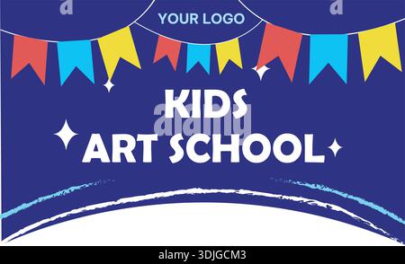 Banner scuola d'arte per bambini istruzione creativa e design artistico per bambini Illustrazione Vettoriale