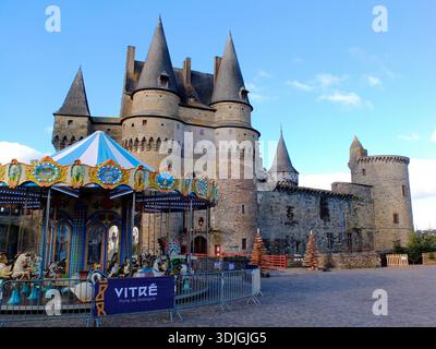 Castello di Vitré - villaggio medievale fortificato in Bretagna, Francia. Foto Stock
