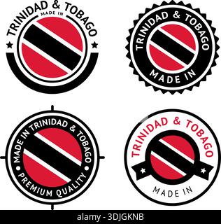 Bandiera nazionale della Repubblica di Trinidad e Tobago, imposta icone vettoriali piatte Illustrazione Vettoriale