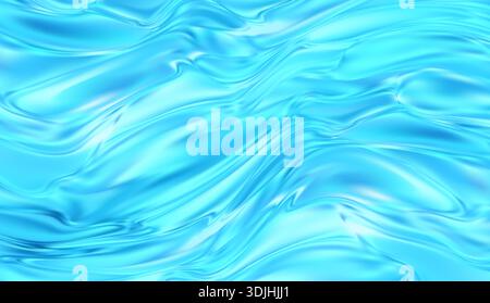 Illustrazione della trama del flusso di liquido blu astratto, sfondo vettoriale con motivi lisci e curvi in toni blu lucidi Illustrazione Vettoriale
