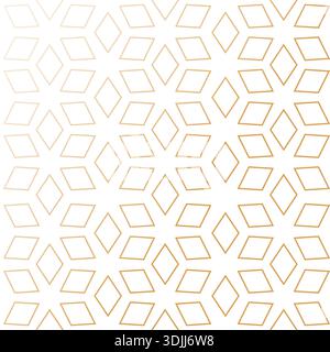 Linea oro senza cuciture motivo geometrico con forme a rombo intrecciate, elegante sfondo astratto su bianco. Illustrazione Vettoriale