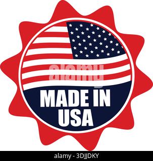 Etichetta e icona Made in USA - emblema di prodotto americano, logo USA, illustrazione vettoriale della Logo Collection Illustrazione Vettoriale