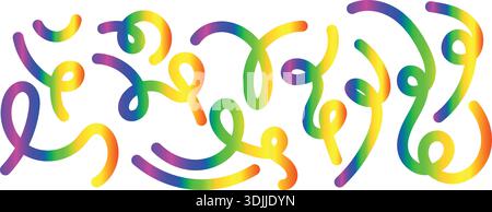 Colorata grafica della linea di turbolenza astratta – Arcobaleno sfumato Curvy Decorative Design Illustrazione Vettoriale