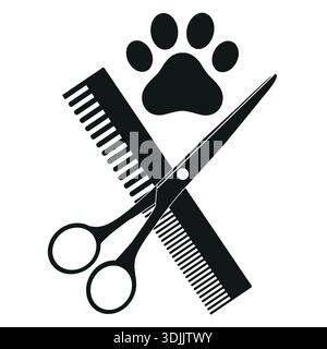illustrazione della cura degli animali. Parrucchiere per il simbolo di cani e gatti. Illustrazione Vettoriale