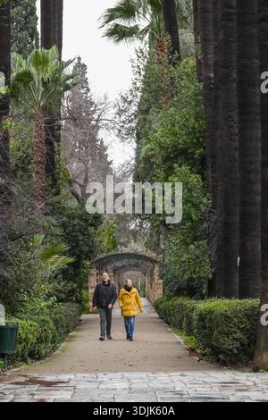 Giardino nazionale di Atene, Εθνικός Κήπος. Storico parco pubblico fondato nel 1840 dalla regina Amalia vicino al Parlamento greco. Foto Stock