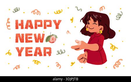 Personaggio della ragazza del capodanno cinese Illustrazione Vettoriale