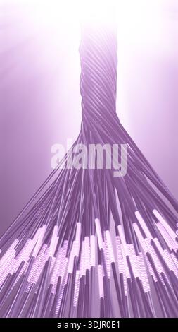 Flussi di dati di cloud computing visualizzati attraverso connessioni in fibra che rappresentano un'infrastruttura scalabile e un'elaborazione digitale continua. Foto Stock