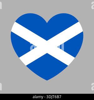 Bandiera scozzese a forma di cuore. Simbolo scozzese a forma di cuore. Pulsante, banner, icona, badge. Segno nazionale. Illustrazione Vettoriale