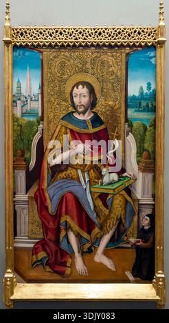 Giovanni Battista con il donatore Ivan de la pena, di Alvaro Sanchez, XV secolo Foto Stock
