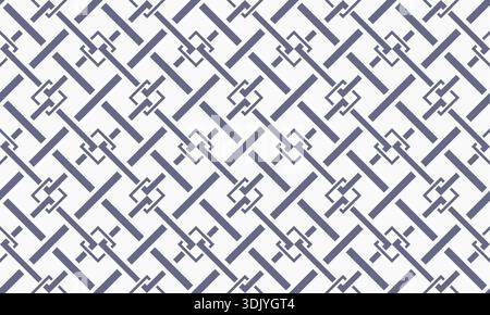 Un sofisticato motivo geometrico caratterizzato da linee diagonali a incastro e nodi quadrati. Illustrazione Vettoriale