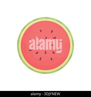 Fetta di anguria su sfondo bianco. Frutta estiva. Mangiare sano. Illustrazione Vettoriale