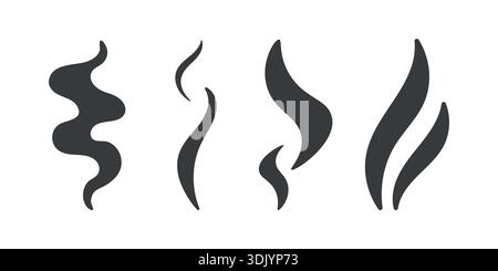 Forma di vapore da piatti caldi e bevande. Set vapore. Illustrazione Vettoriale