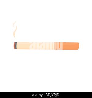 Una sigaretta bruciata su sfondo bianco. Cattiva abitudine. Simbolo di fumo. Illustrazione Vettoriale