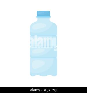 Svuotare il flacone di plastica. Bottiglia d'acqua cartoni animati. Illustrazione Vettoriale