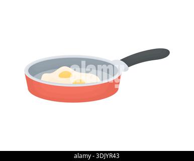 Una padella con uova fritte. Illustrazione Vettoriale