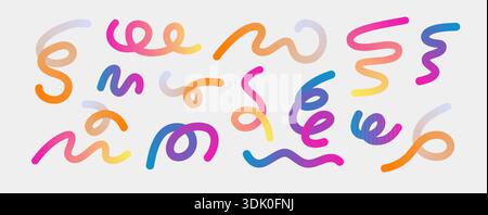 Onde 3d dinamiche con gradienti colorati e curve fluide. I moderni motivi geometrici creano progetti vivaci. Perfetto per poster e banner Illustrazione Vettoriale