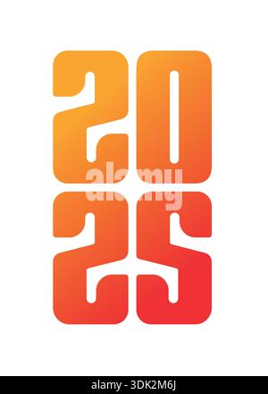 logo 2025. concetto verticale 2025 arancione-rosso. 2025 concetto di calendario, ordine del giorno, relazione annuale. Illustrazione Vettoriale