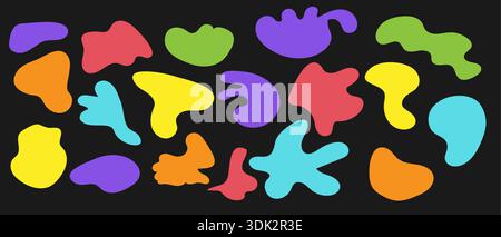 Set di forme di blob organiche a forma libera nell'illustrazione vettoriale. Ameba, forme irregolari, fluide in stile morbido e testurizzato. Perfetto per sfondi, poster, s. Illustrazione Vettoriale