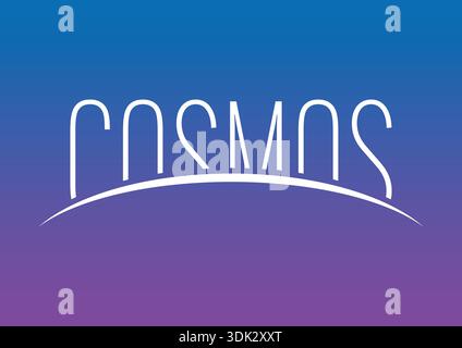 Il concetto di COSMOS all'orizzonte. logo cosmos. concetto cosmos orbitante su sfondo graduato. Illustrazione Vettoriale