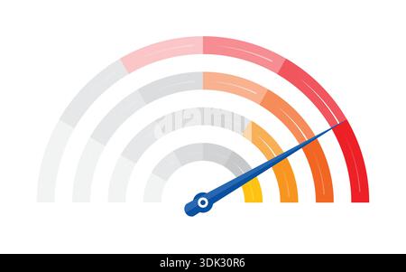 visualizzazione di velocità diverse. concetto di misuratore di velocità vettoriale. velocità in sei fasi, download, carica Illustrazione Vettoriale