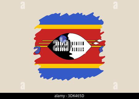 Eswatini Flag con disegno astratto Brushstroke che rappresenta l'identità nazionale e lo spirito patriottico in un moderno stile vettoriale. Illustrazione Vettoriale