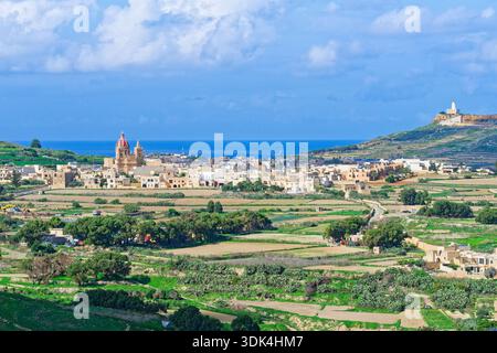 Vista panoramica dalla Cittadella, Victoria, Gozo, Malta Foto Stock