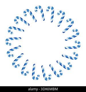 Candy cane Wreath Blue White Illustrazione Vettoriale