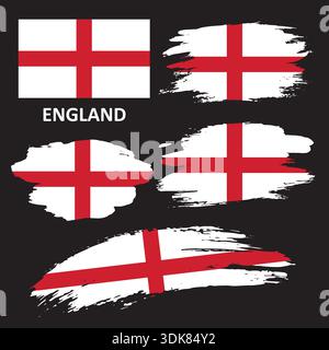 Set di bandiere inglesi dipinte con un pennello Illustrazione Vettoriale