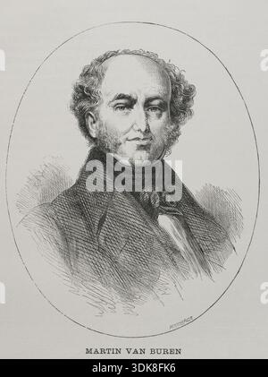 Martin Van Buren (1782-1862). Avvocato americano, politico e statista. Ottavo presidente degli Stati Uniti (1837-1841). Uno dei principali fondatori del Partito Democratico nel 1828. Verticale. Incisione di Whymper. Historia biográfica de los Presidentes de los Estados Unidos (storia biografica dei presidenti degli Stati Uniti). Pubblicato a Barcellona da Montaner y Simón, 1885. Foto Stock