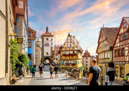 Città vecchia di Rothenburg ob der Tauber, Germania Foto Stock