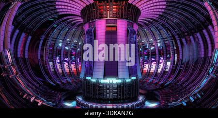 Camera del reattore a fusione nucleare di Tokamak, illustrazione. Foto Stock