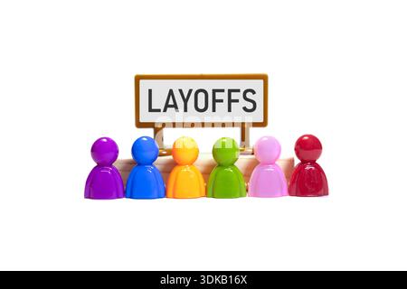 Riduzione della forza lavoro che crea licenziamenti con gruppi di dipendenti diversi Foto Stock