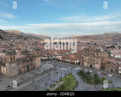 Plaza de Armas, Cusco: Panorama aereo peruviano Foto Stock