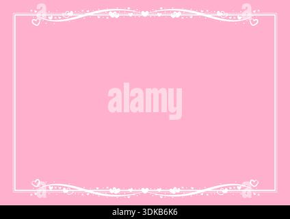 Cornice rettangolare decorata con ornamento Love Hearts su morbido sfondo rosa Illustrazione Vettoriale