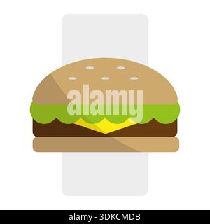 Icona Burger. Cheeseburger food Vector. Simbolo dello spuntino hamburger. Gustoso design fastfood. EPS 10. Illustrazione Vettoriale