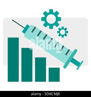 Icona cartella clinica. Simbolo del vaccino della siringa. Statistiche sanitarie vettoriali. Illustrazione dell'avanzamento del trattamento. EPS 10. Illustrazione Vettoriale