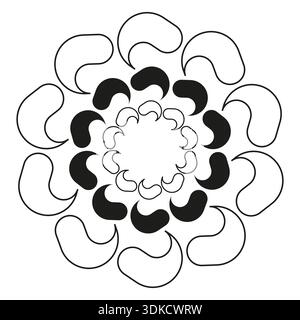 Mandala floreale Vector. Ornamento astratto dei petali. Modello di pizzo circolare. Design in fiore etnico. EPS 10. Illustrazione Vettoriale
