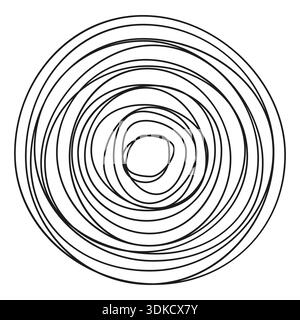 Linee a spirale sottili. Vector di turbolenza minimo. Ripetizione circolare circolare. Design a vortice astratto. EPS 10. Illustrazione Vettoriale